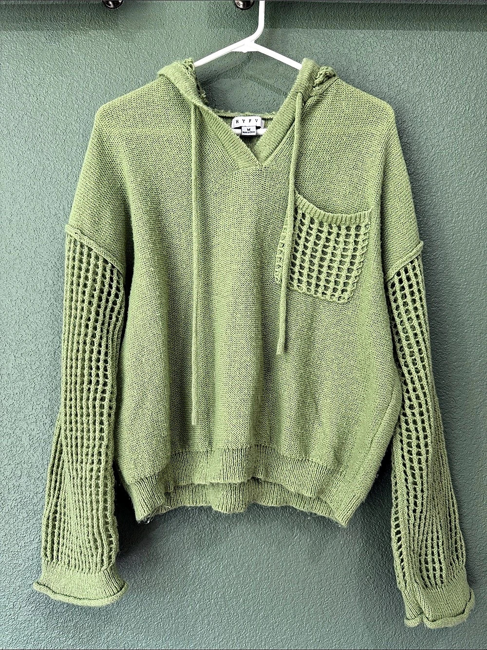 Women's Green Knit Hoodie